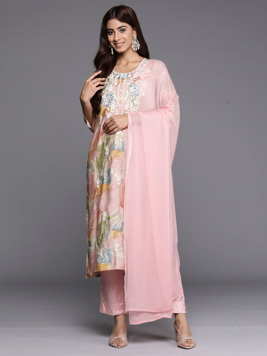 IE Multi Embroidered Straight Kurta Trousers With Dupatta set