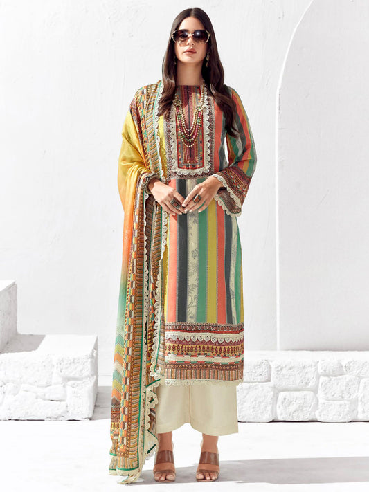 IE Multi Printed Straight Kurta Trousers set