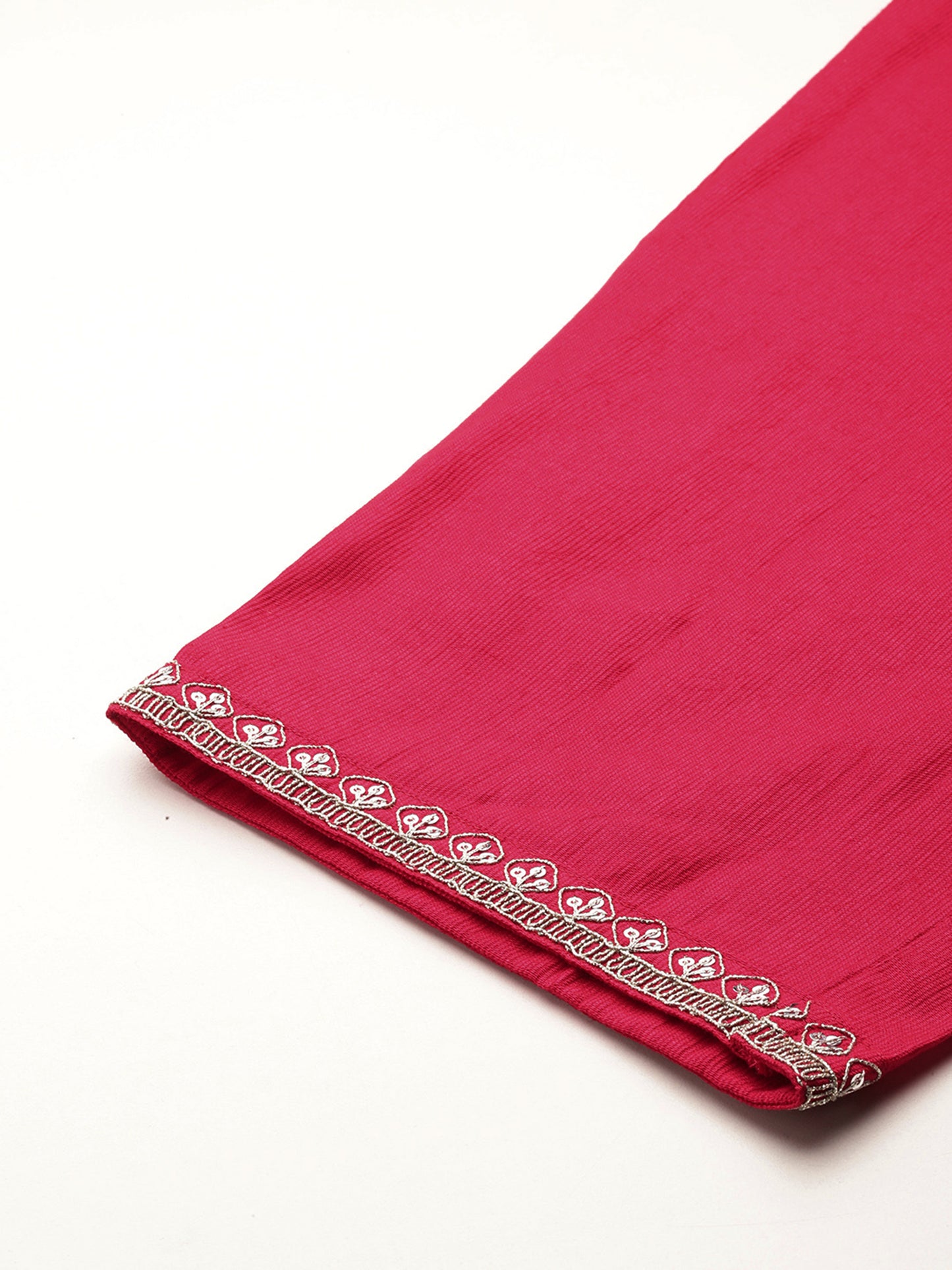 IE Pink Embroidered Straight Kurta Trousers With Dupatta set