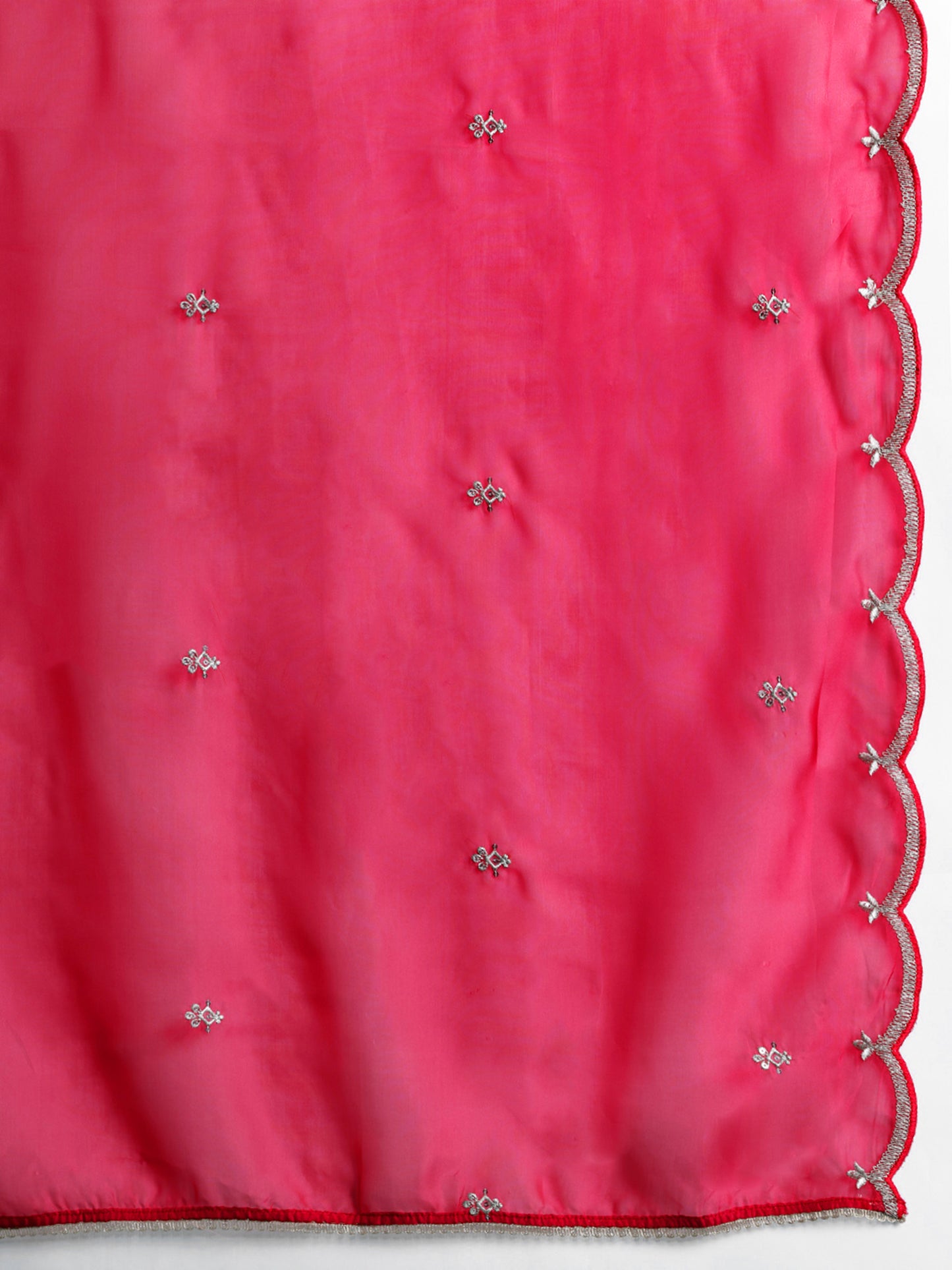 IE Pink Embroidered Straight Kurta Trousers With Dupatta set