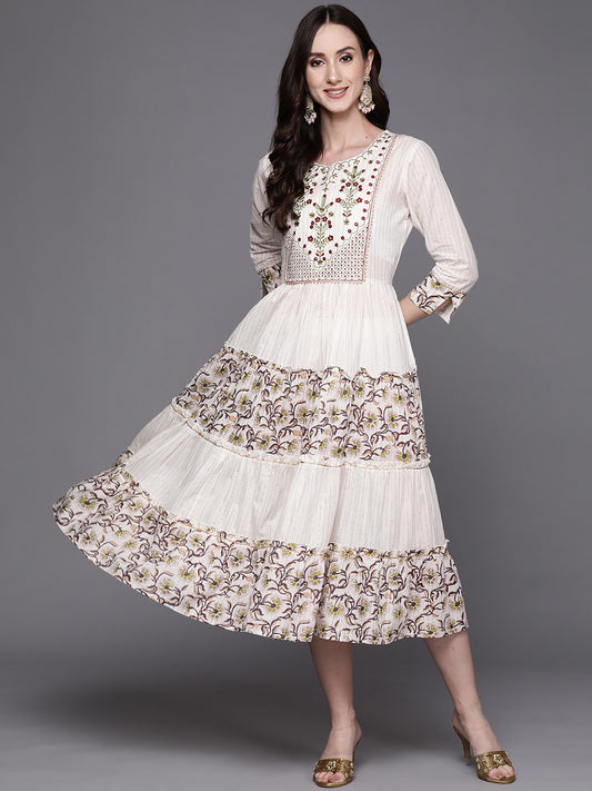 IE Multi Embroidered A-Line Ethnic Dress