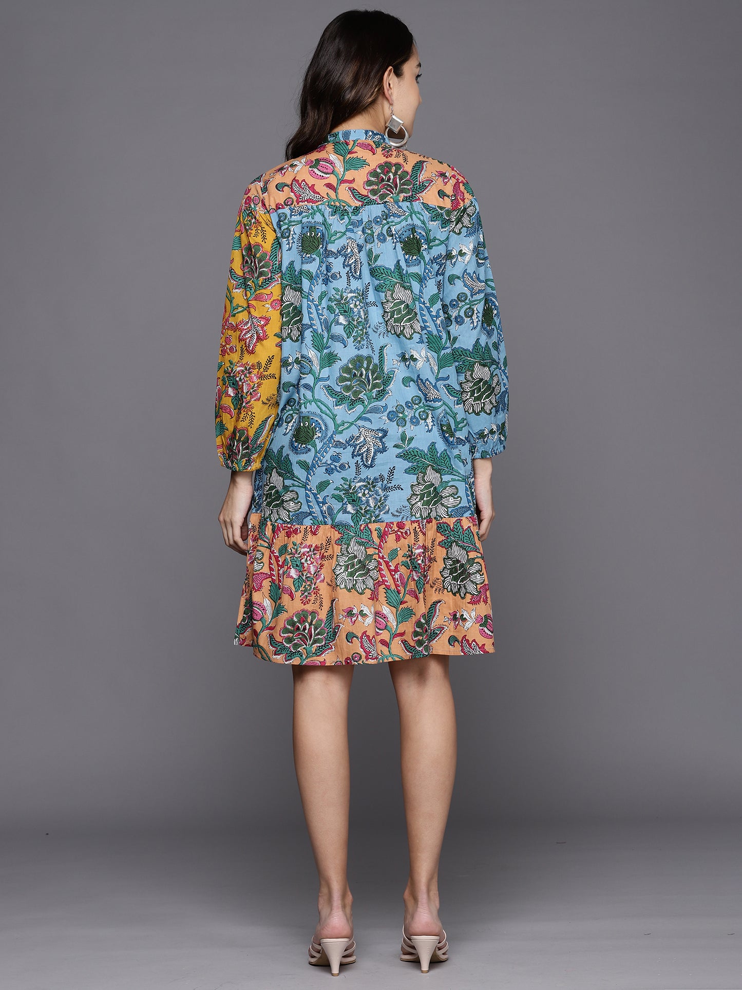 IE Multi Printed A-Line Ethnic Dress