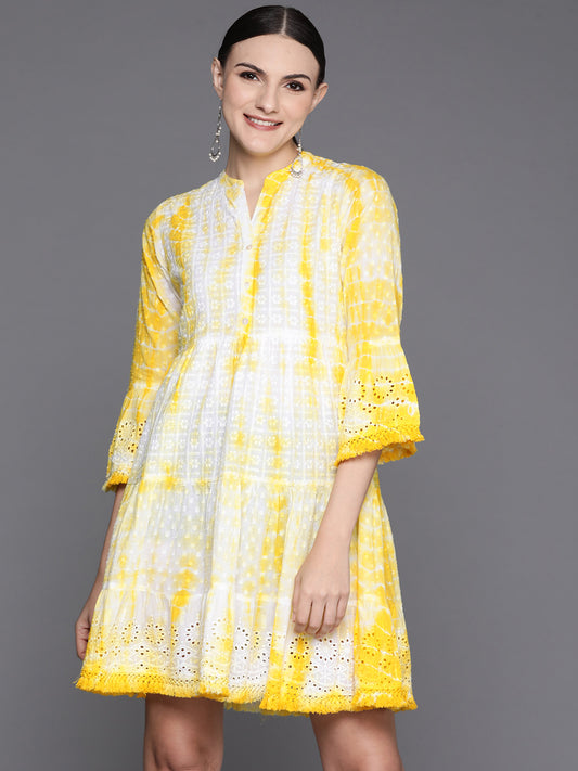 IE Yellow Dyed A-Line Smart Casual Dress