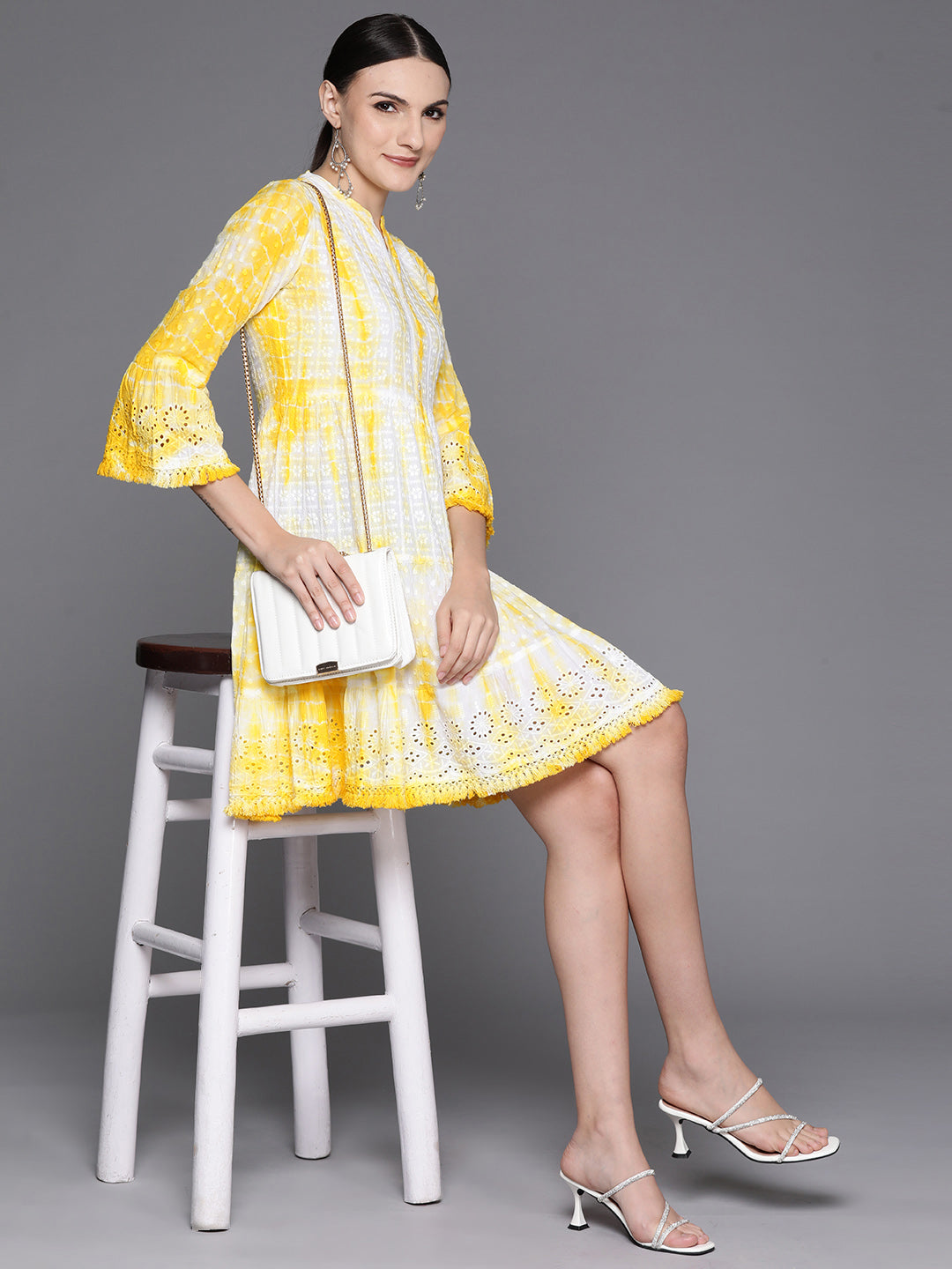 IE Yellow Dyed A-Line Smart Casual Dress